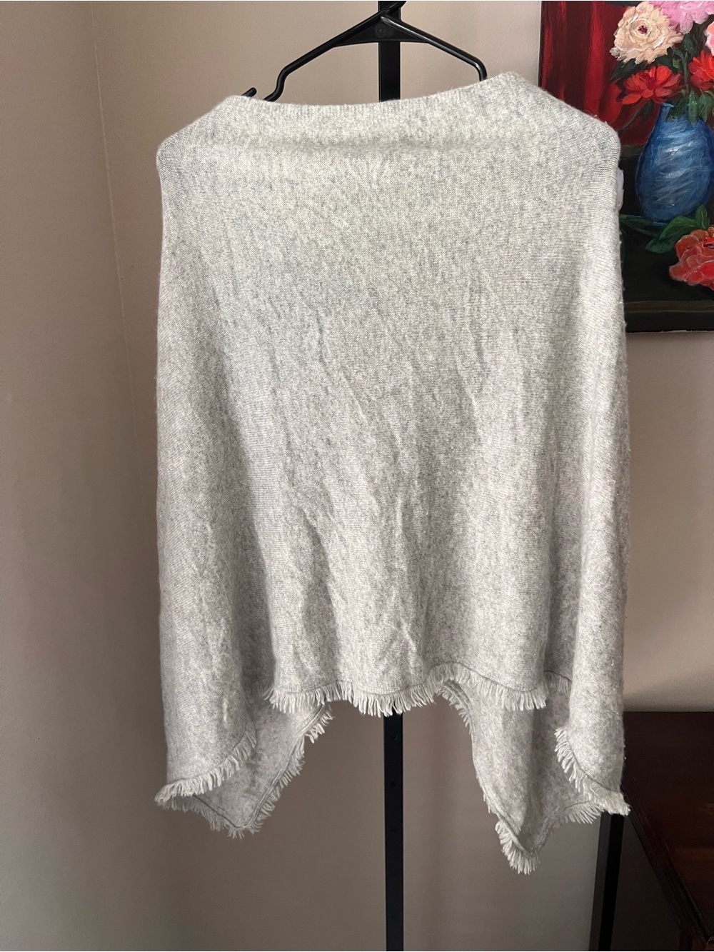 Lilly Pulitzer Light Gray Button-Front Women's Sweater Poncho - Picture 5 of 8